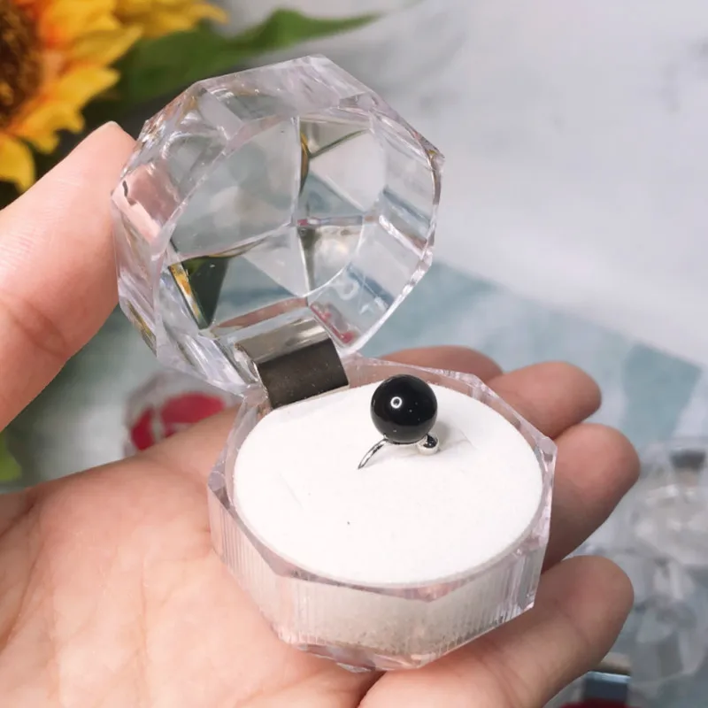 Портативный прозрачная акриловая Хрустальная коробка для кольца сережек