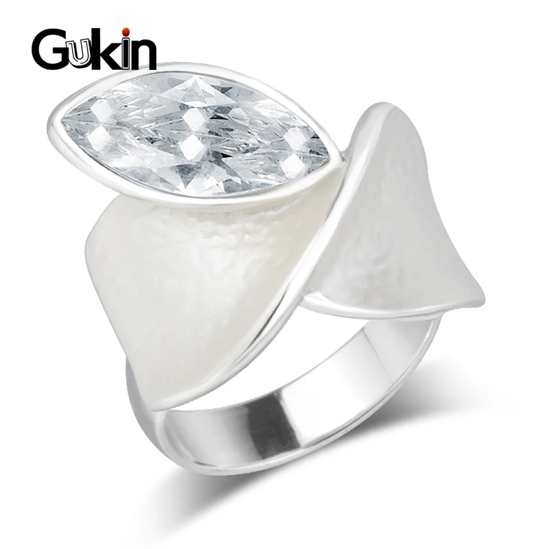 Gukin хит продаж винтажные кольца с белой эмалью для женщин модные кристаллами
