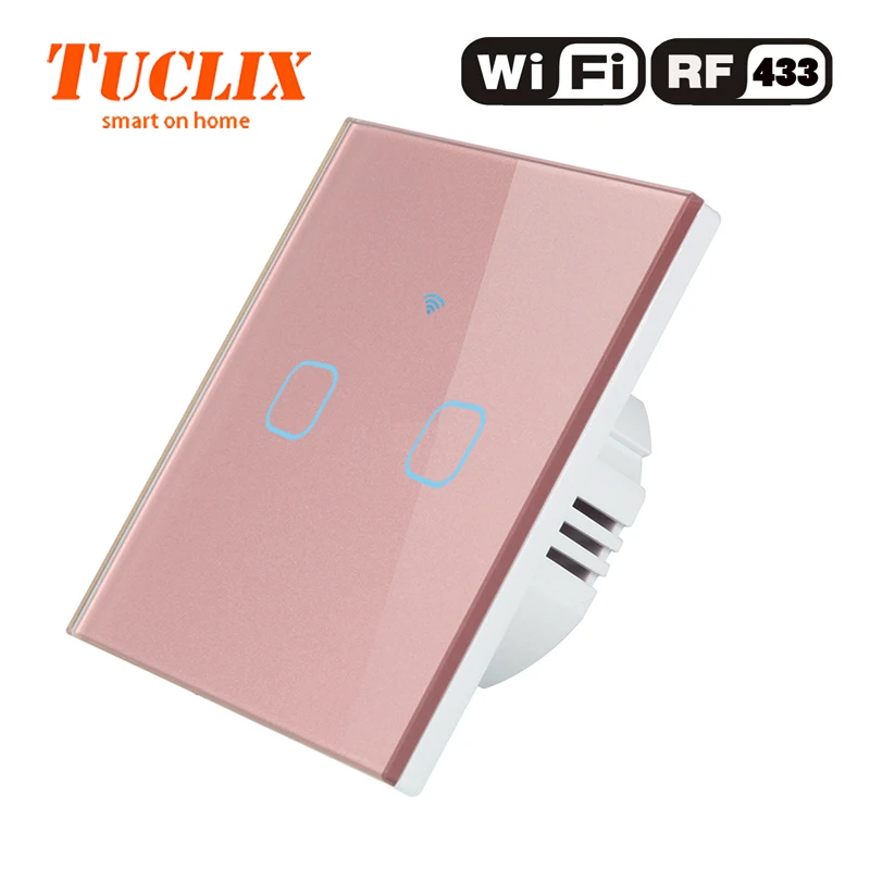 TUCLIX EU/UK настенный светильник с WiFi, 2 комплекта, 1 способ, 110-240 В, Кристальное стекло, панельный переключатель, водонепроницаемый, сенсорное управление