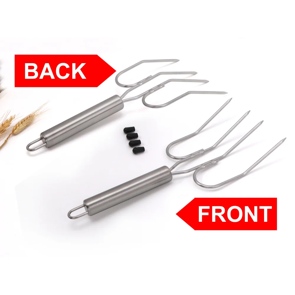 

2pcs Turkey Lifter Forks Set Stainless Steel Roaster Poultry Lifters Claws Carving Serving Forks BBQ Kitchen Assessoies