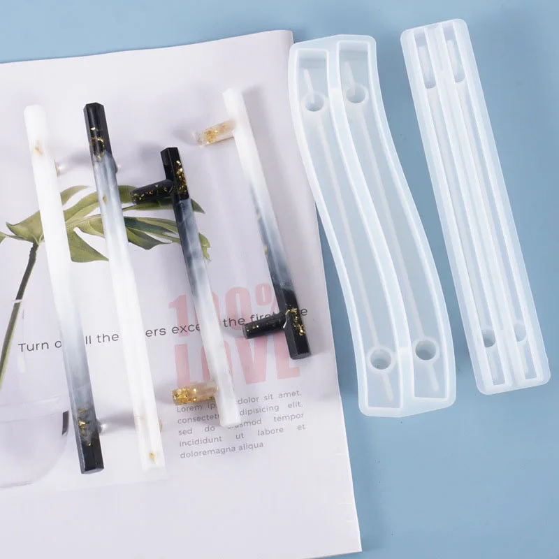 

DIY Crystal Epoxy Resin Mold Cabinet Door Handle Cleverish Mold Ornament Silicone Mold Handmade Crafts Making Tools 15.7*3.5*3cm