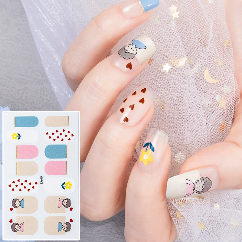 

Valentine's Day Nail Stickers 2022 New Children's Cartoon Girls Cute Geometric Flowers DIY Beautiful Art Manicure Decals Spring