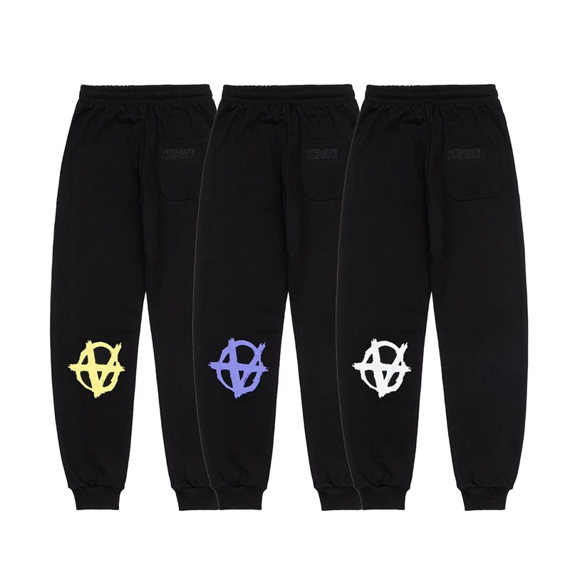 

Vetements Gothic Pants Men 1:1 Best Quality Anarchy Logo Vetements Sweatpants Slightly Loose VTM Women Trousers Inside Tag Label