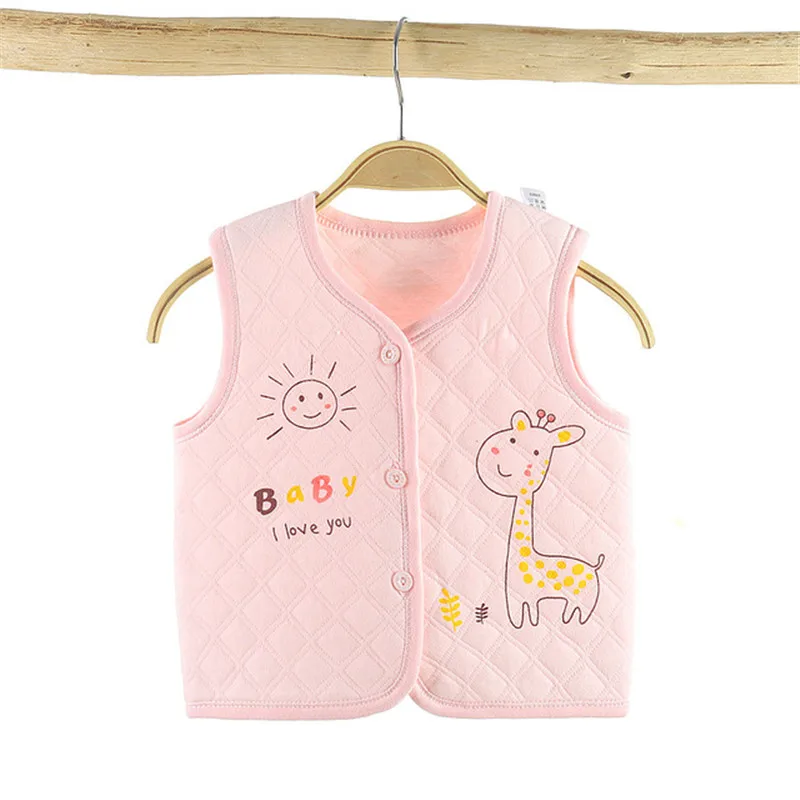 2021 г. Детский хлопковый жилет с рисунком осенне зимняя теплая верхняя одежда для