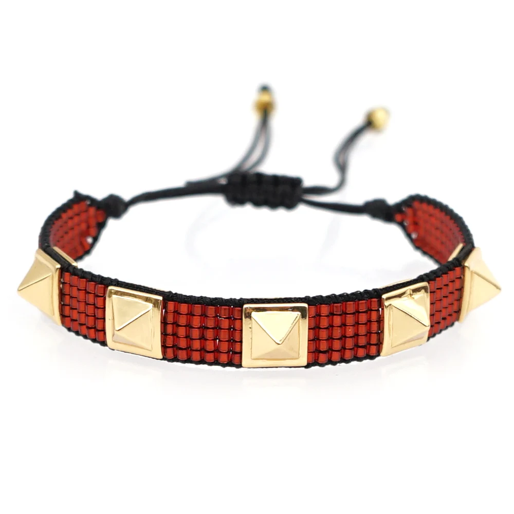 

Rttooas MIYUKI Bracelet Jewelry Men Fashion Rivet Charm Bracelets Red Pulseras Mujer Moda 2019 Armband Gifts For Women