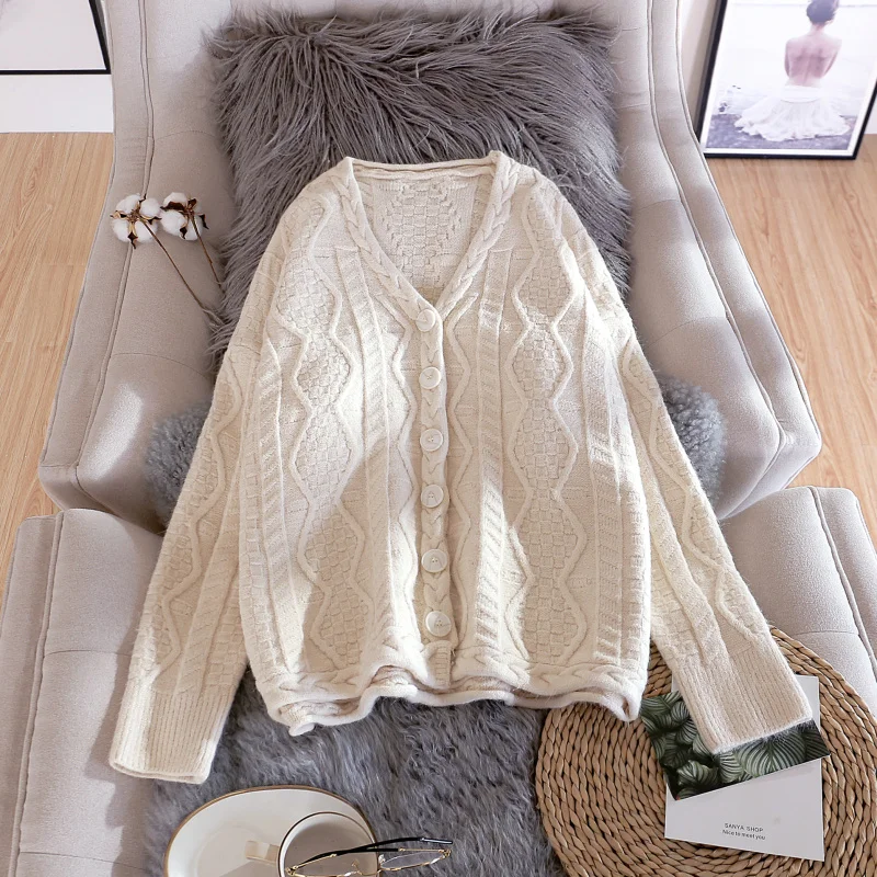 

Женский вязаный кардиган на весну и осень, новый модный свободный и ленивый студенческий жакет, свитер, пальто