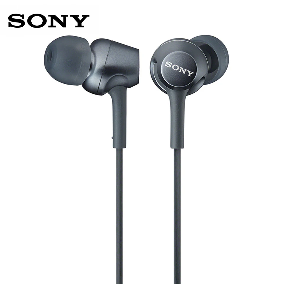 SONY MDR-EX255AP Stereo Kopfhörer 3,5mm Wired Headset Sport Earbuds Bass Kopfhörer Freihändiger mit Mic für Smartphones Musik Spiel
