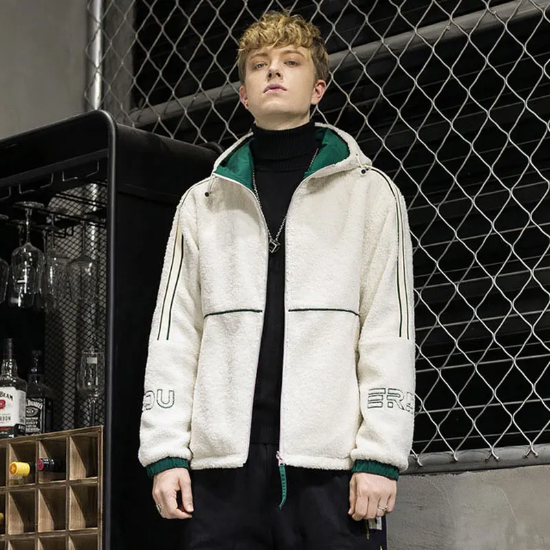 

2020 Autumn and winter men coat new trend casual hooded Sportswear men's jacket double-sided lamb fur coat