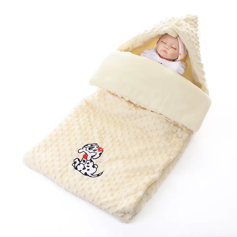 

Baby Blanket Swaddling Newborn Wrap Envelope Swaddle 0-6 Months Sleepsack Polar Velvet Hooded Blanket Keep Warm YZC022