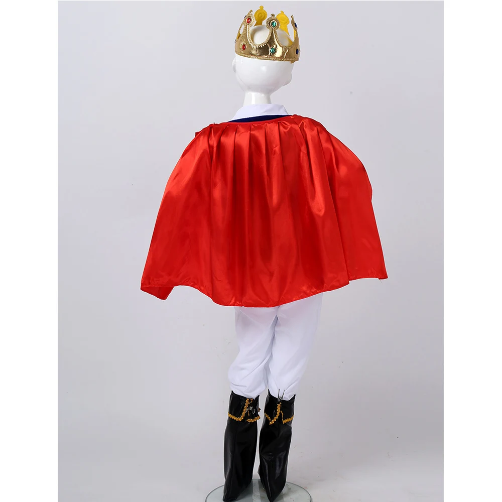TiaoBug Kids Medieval Prince Costume Tops with Pants Belt Cloak Scepter Shoe Covers Set Boys Halloween Cosplay Party Dress Up |