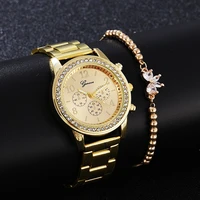 diamond women luxury brand watch rhinestone elegant ladies watches gold clock 3 eyes wrist watches for women relogio feminino