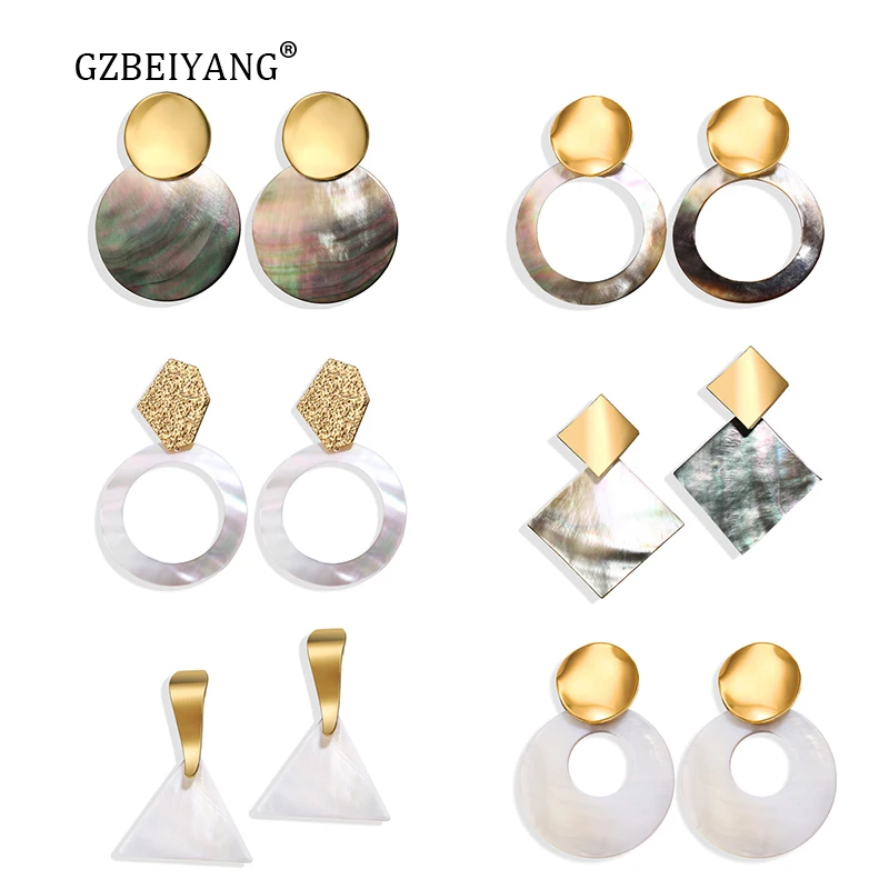 GZBEIYANG богемные винтажные простые геометрические серьги Seashell гвоздики для 2019