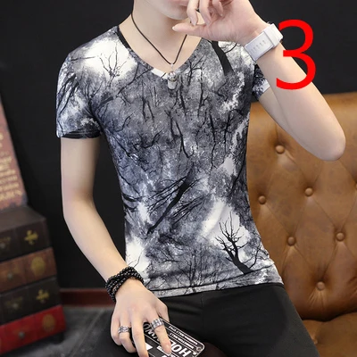 

Summer wild color half-sleeved shirt men's slim short-sleeved trend casual T-shirt tide