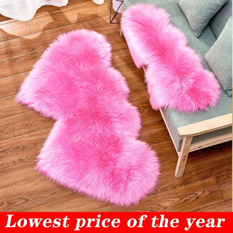 

Madream Heart Shape Faux Fur Rug Fluffy Soft Carpets White Pink Room Decorative Rugs Home Bedroom Long Pile Plush Floor Mat 2021
