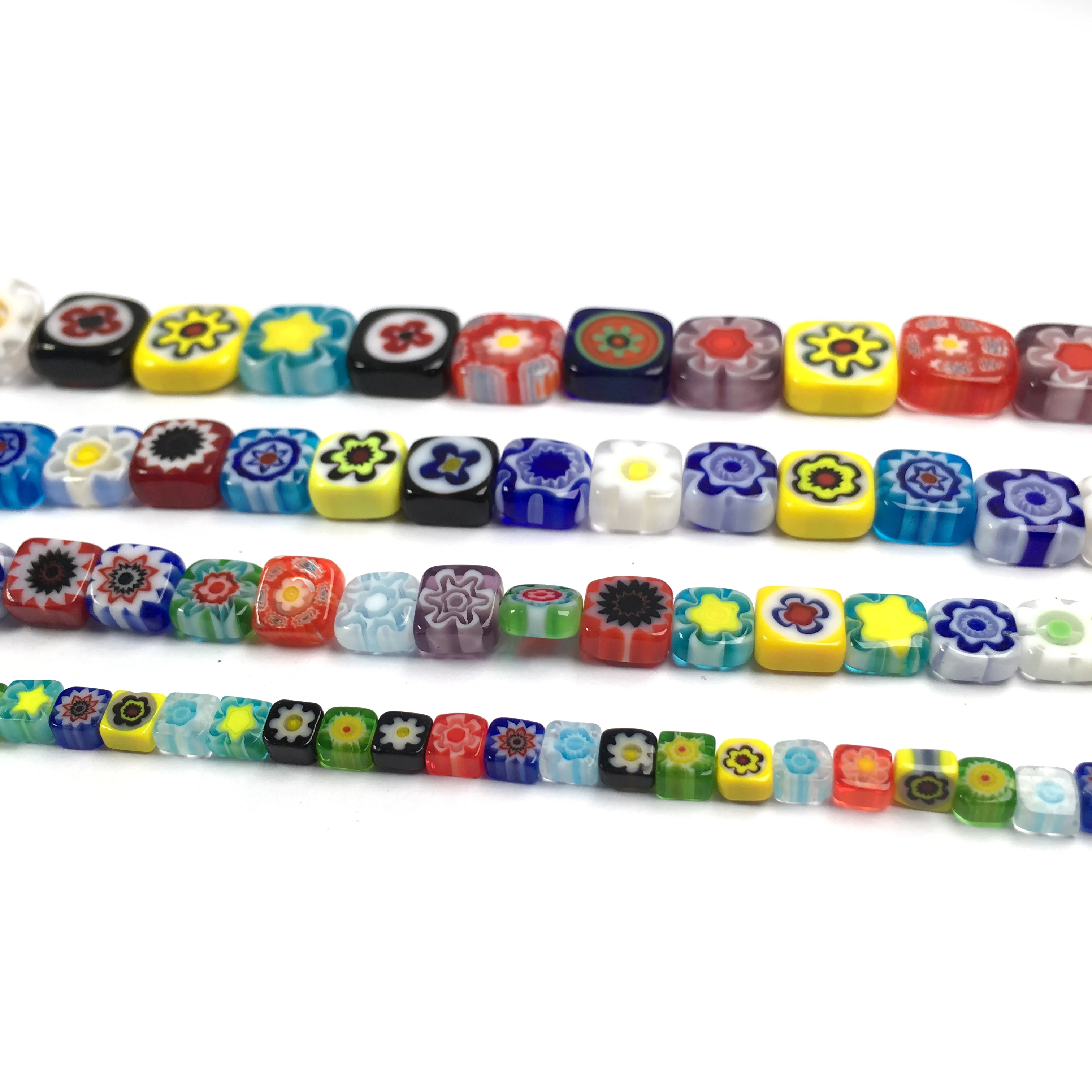 Квадратные Цветные искусственные цветы цветочные лампворк стеклянные бусины