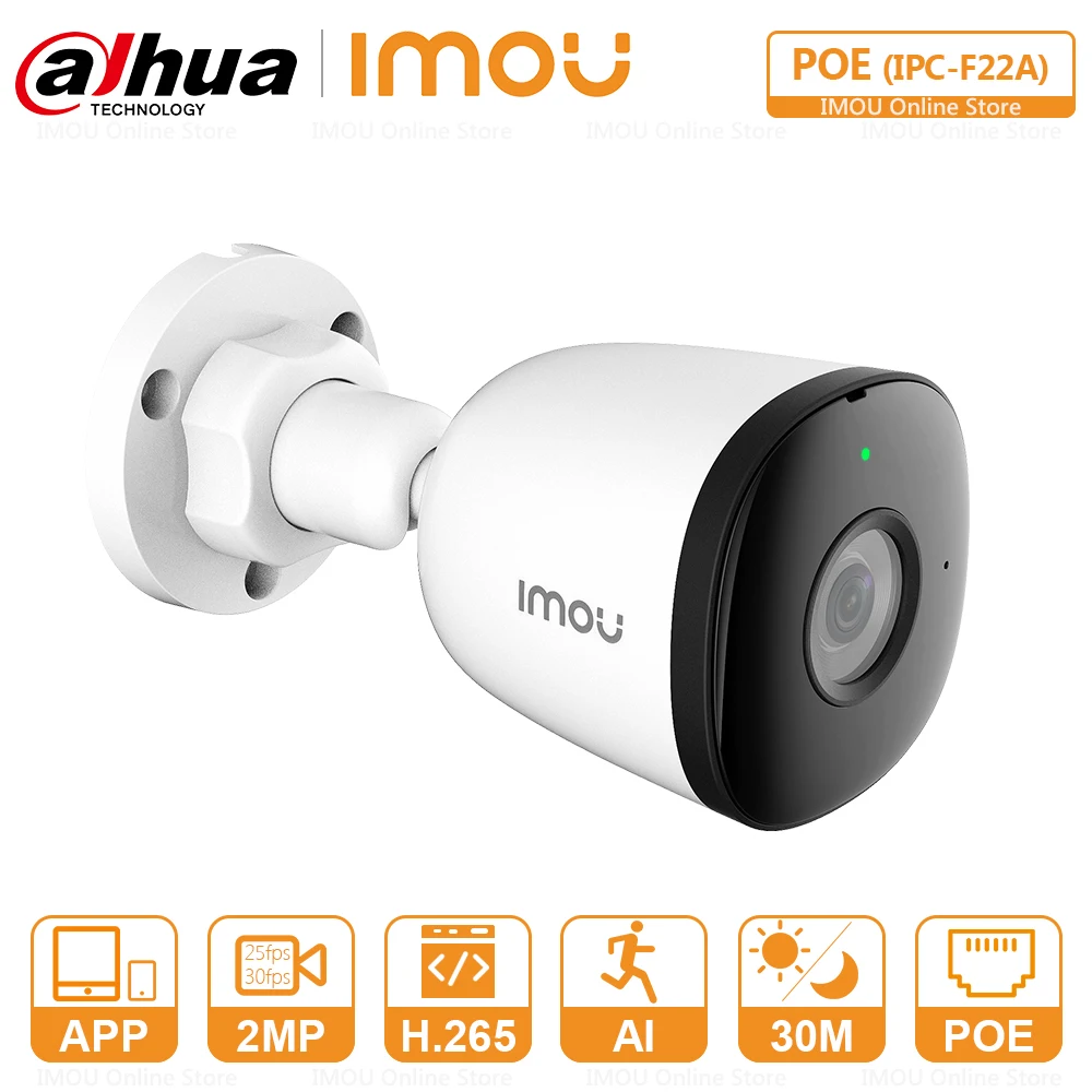 Imou Outdoor POE Ip Camera Video Surveillance Bullet Camera IP67 Audio Recordering Human Detection H.265 30M Night vision