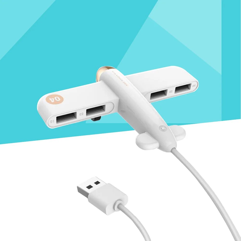 

4 USB 2.0 1 to 4 Creative Airplane Design Multi-function Charger Converter Extension Line Expansion Multi-port HUB Hub (White)