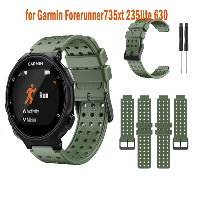 

Silicone Trap For Garmin Forerunner735xt 235lite 630 Round Hole Breathable Monochrome Wristband Samrt Watchband Accessories 2021