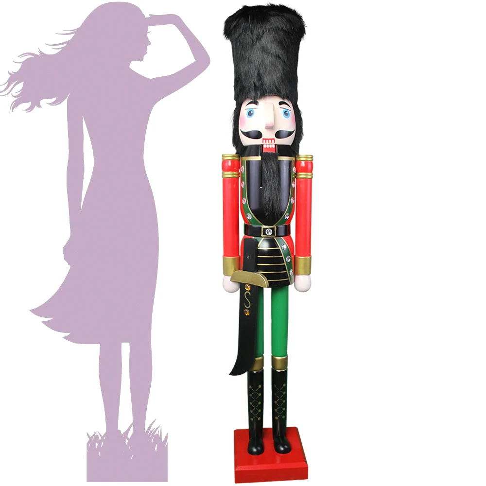 CDL 5feet/150cm/5ft/5foot Life sized large/Giant Red and black Christmas Wooden Nutcracker King & Soldier Ornament Doll K06