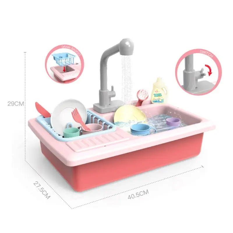 

New 1Set Plastic Simulation Electric Dishwasher Sink Pretend Play Kitchen Toys Children Kids Puzzle Early Education Toy Birthday