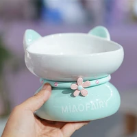 princess pet bowl cute cartoon pet feeder high foot single mouth skidproof ceramic dog cat food bowls pets feeding container