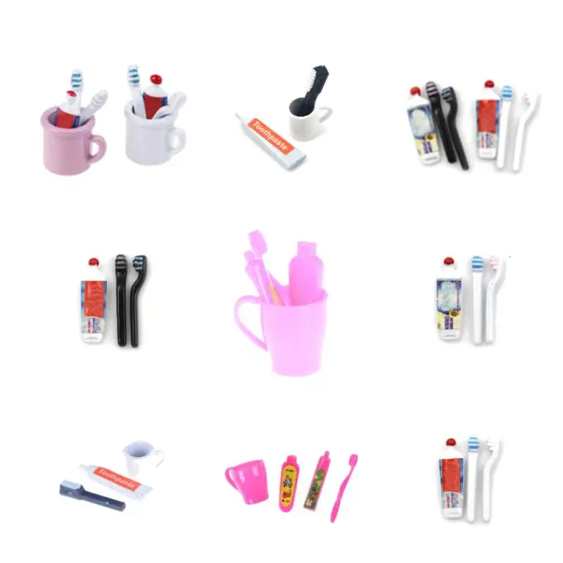 

1 комплект 1:12 миниатюрная зубная паста для кукольного домика, зубная щетка, коллекционный подарок, миниатюрные игрушки, кухонная мебель, игр...