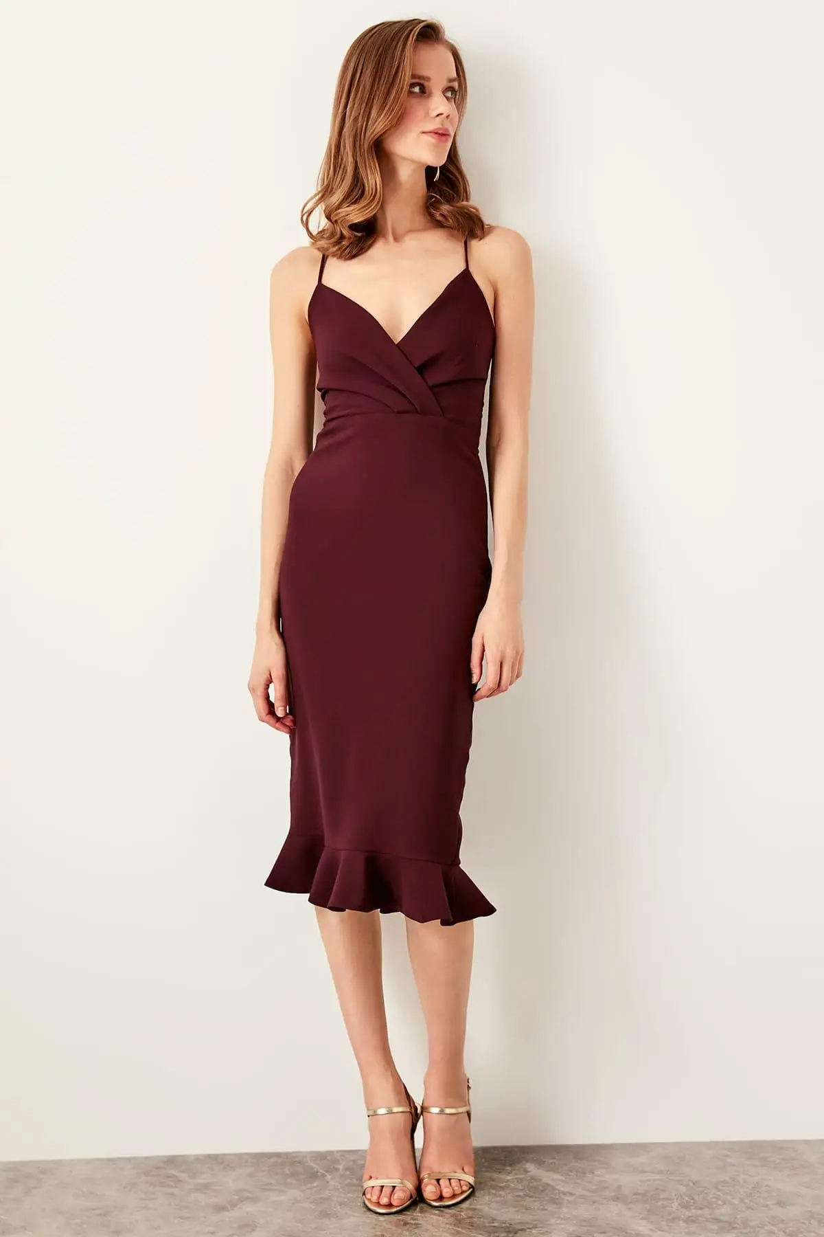 Trendyol платье с перекрестными бретельками TPRSS19BB0043|Женские платья| |