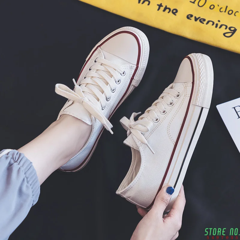 

2021 Spring Classical Canvas Shoes for Women Vulcanized Sneakers Flat Heel Ladies Casual Shoes Low Top Sneaker Female Footwear