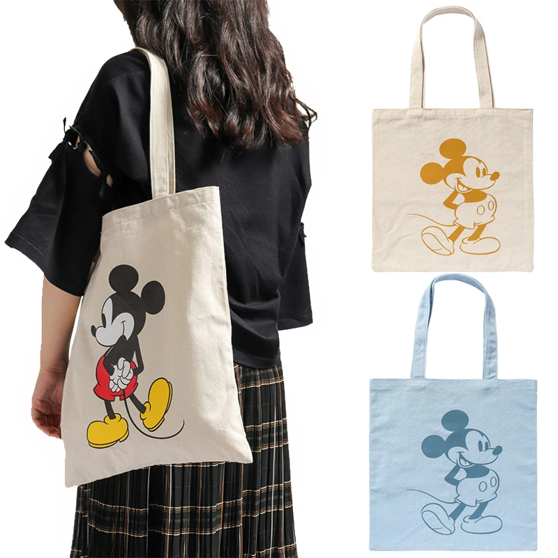 

Сумка для детских подгузников Disney, Холщовая Сумка-органайзер с изображением Микки Мауса для мамы, сумка-тоут с мультяшным рисунком для дево...