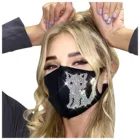 Милая женская маска для лица с рисунком кошки Bling Crystal Drill, дизайнерская моющаяся многоразовая маска для взрослых, украшение маски