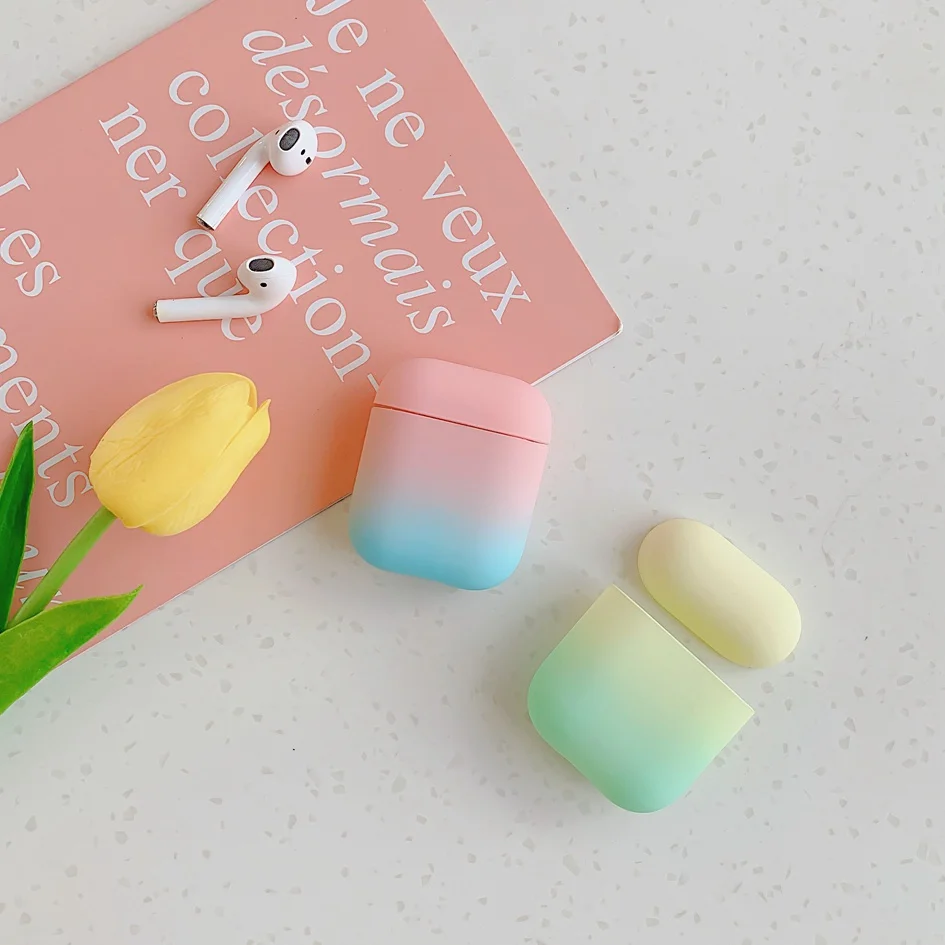 Чехол для AirPods с градиентом радужного цвета защитный жесткий чехол Bluetooth