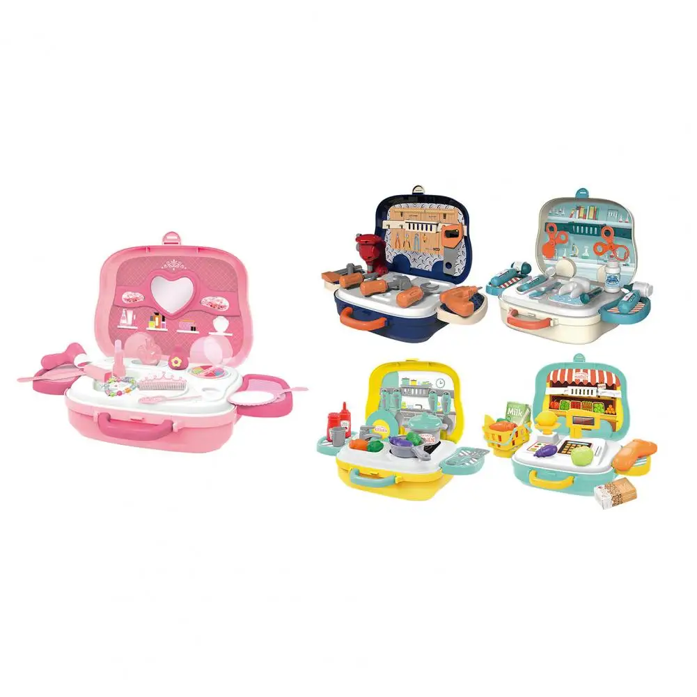 

1 Set Play House Toys Mini Children Gift Plastic Pretend Play House Suitcase Toy for Cosplay Funny Classic Educational Toys