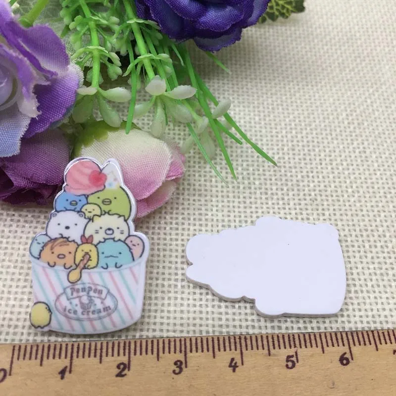 Серый 10 шт/лот японский мультфильм DIY милый девочка Праздничное оформление дома ремесла плоские пластмассовые резиновые аксессуары для волос ремесла - Цвет: Серый