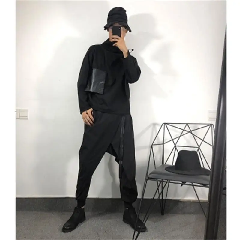 Осенне-зимняя новая черная футболка-свитер облегающая большая свободная модная