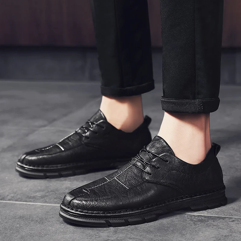 

Men's Oxford Leather Shoe Men Black Casual Shoes Leather For Mens Outdoor Sapato De Couro Masculino Sneakers