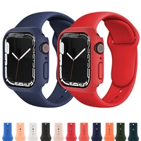 casesilicone strap for apple watch band 45mm 41mm 44mm 40mm 38mm 42mm smartwatch bracelet iwatch apple watch series 5 3 se 6 7