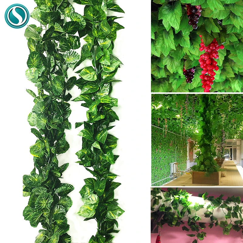 2.4M Silk Artificial Ivy Rattan Leaf Garland Plant Vine Home Wedding Bathroom Decoration Garden Festival Party Decor fake flower