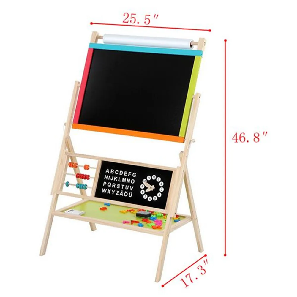 

Wooden Drawing Blackboard Whiteboard Double Sided Adjustable Easel Painting Toy Early Education Learning Toys For Children