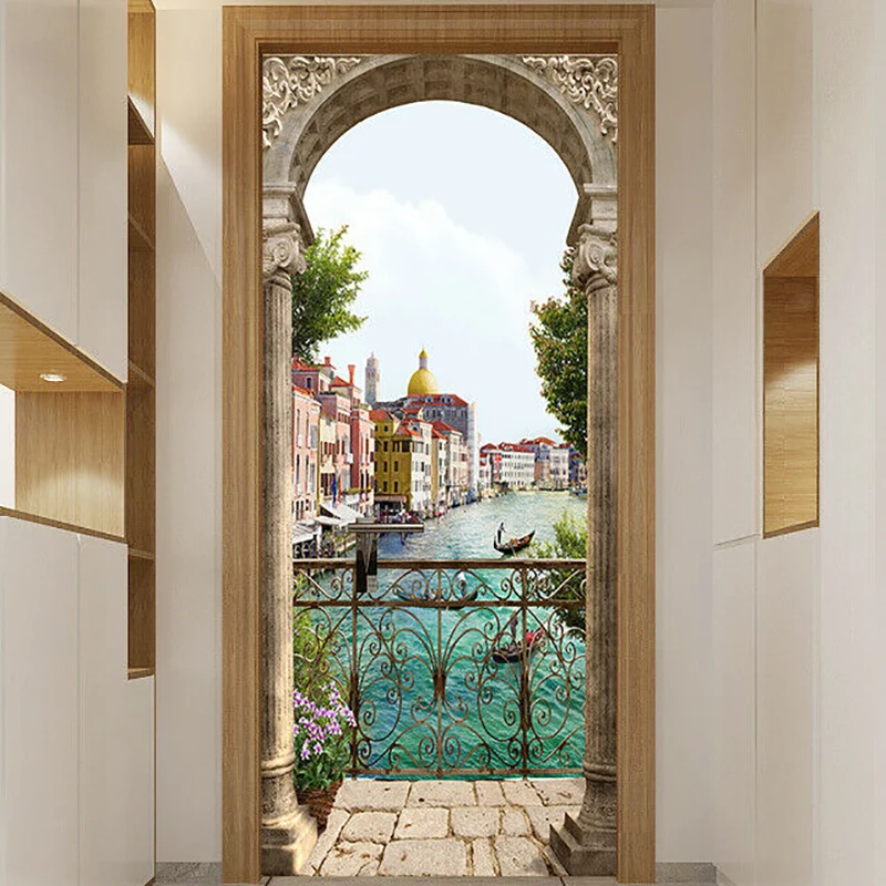 3D наклейки на дверь ПВХ клейкие обои печать высокого качества холсте/пейзажи