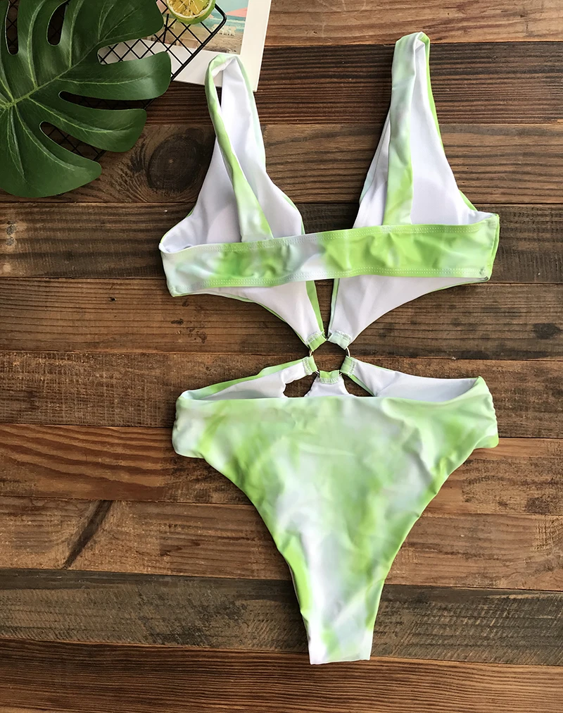 Цельный купальник с принтом тай-дай новинка 2021 купальник-монокини открытой