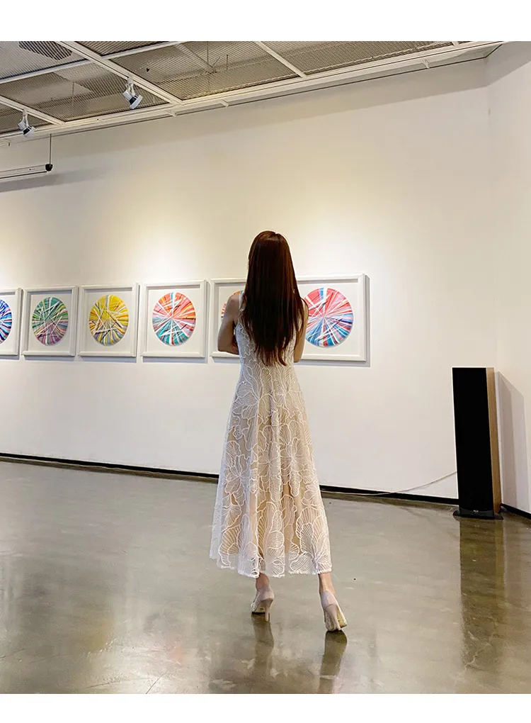 Mesh Embroidery Women Fashion Sleeveless Slim Long Dress 2020 Summer Korean Designer Large Size Runway Dresses Vestidos Femme XL | Женская