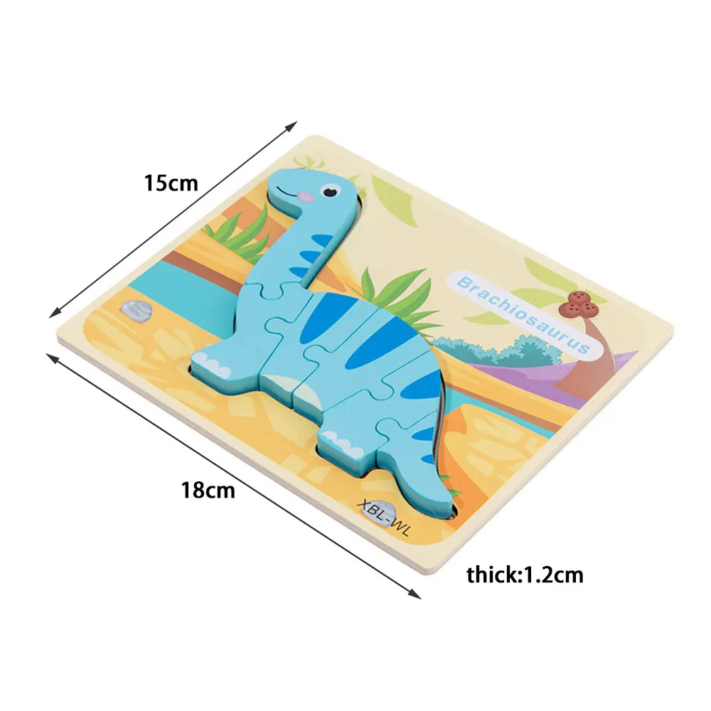 

3D Toddler Puzzles Wooden Dinosaur Puzzles For Kids Cartoon Educational Preschool Toys For Boys Girls 12 Types Baby Toys