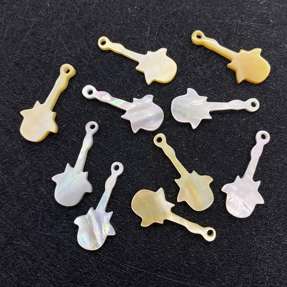 

1pcs Natural Sea Shell Pendant Guitar Shape Design White DIY Earring Necklace Bracelet Charm Jewelry Making Supplies Accessories