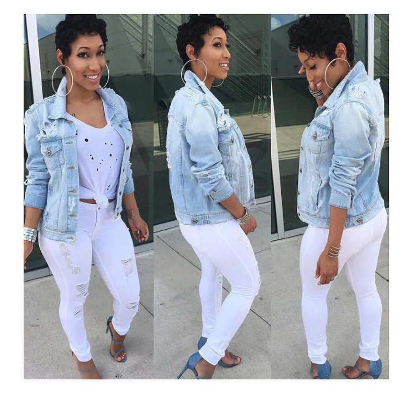 Куртка женская джинсовая свободного покроя повседневная верхняя одежда из