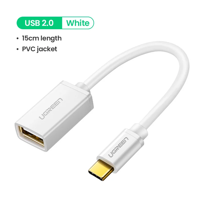 Ugreen USB C к USB адаптер Тип C OTG USB кабель C штекер USB 3,0 A женский кабель адаптер для MacBook Pro samsung S9 USB-C OTG - Цвет: USB 2.0 PVC White