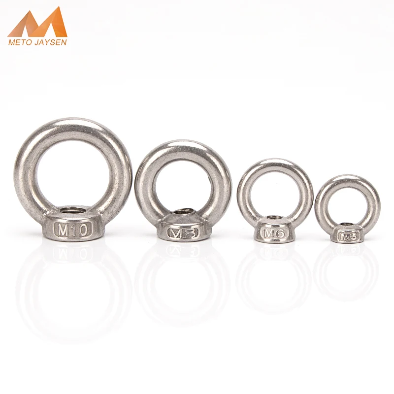 

M3 M4 M5 M6 M8 M10 304 Stainless Steel Lifting Eye Nut Ring Eyebolt Ring Hooking Nuts Loop Hole for Cable Rope Lifting