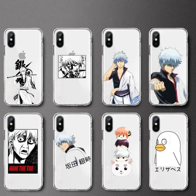 

Japan anime Sakata Gintoki Phone Case Transparent soft For iphone 12 11 13 7 8 6 s plus x xs xr pro max mini