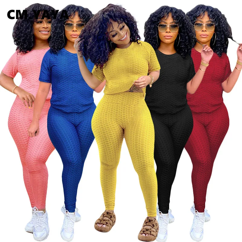 Женский однотонный клетчатый костюм для активного отдыха CM.YAYA футболка с