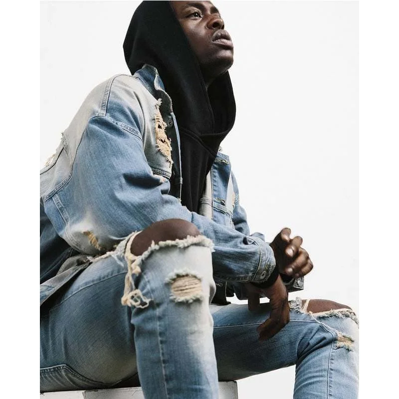 Men's Jeans Korean Vintage Ripped Straight Leg Harem Pants  Streetwear Hip Hop Designer Pants For Men Fashion SECENSE