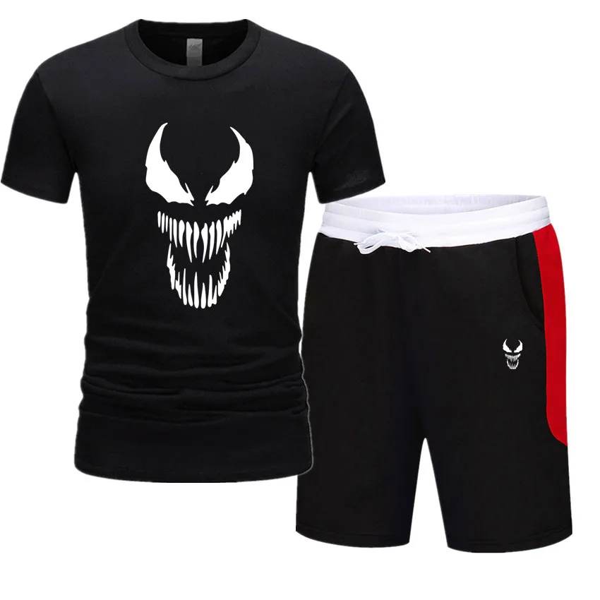 Летний популярный мужской комплект Venom футболки + шорты хлопок с короткими